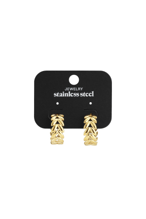 Boucles D'Oreilles Créoles En Acier Inoxydable, Style Feuille, Style Décontracté, Simple Et Quotidien, Bijoux Pour Femmes h5 Image5