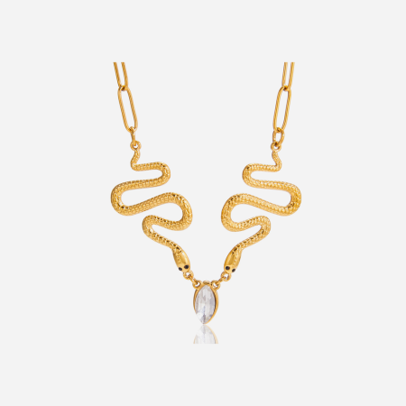 Colliers pendentifs pour femmes, en acier inoxydable doré, motif serpent opulent