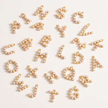 Pendentifs élégants pour femmes, en acier inoxydable, couleur or, avec perles en forme de lettre