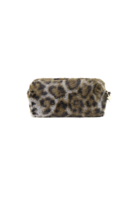 Trousse de maquillage à imprimé léopard