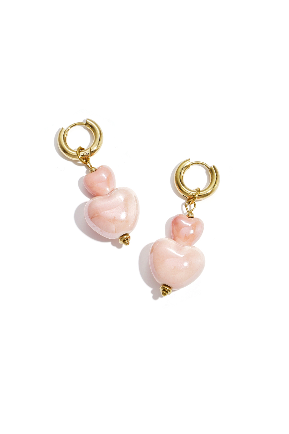 Boucles D'Oreilles À Perles En Forme De Cœur Empilées 