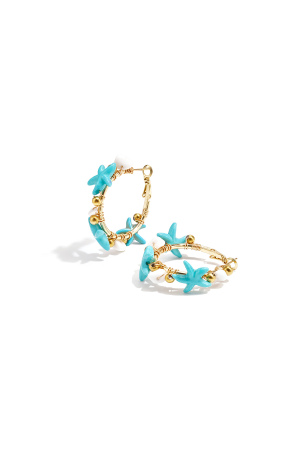 Boucles D'Oreilles Créoles Ornées D'Étoiles De Mer Et De Perles Dorées h5 Image3