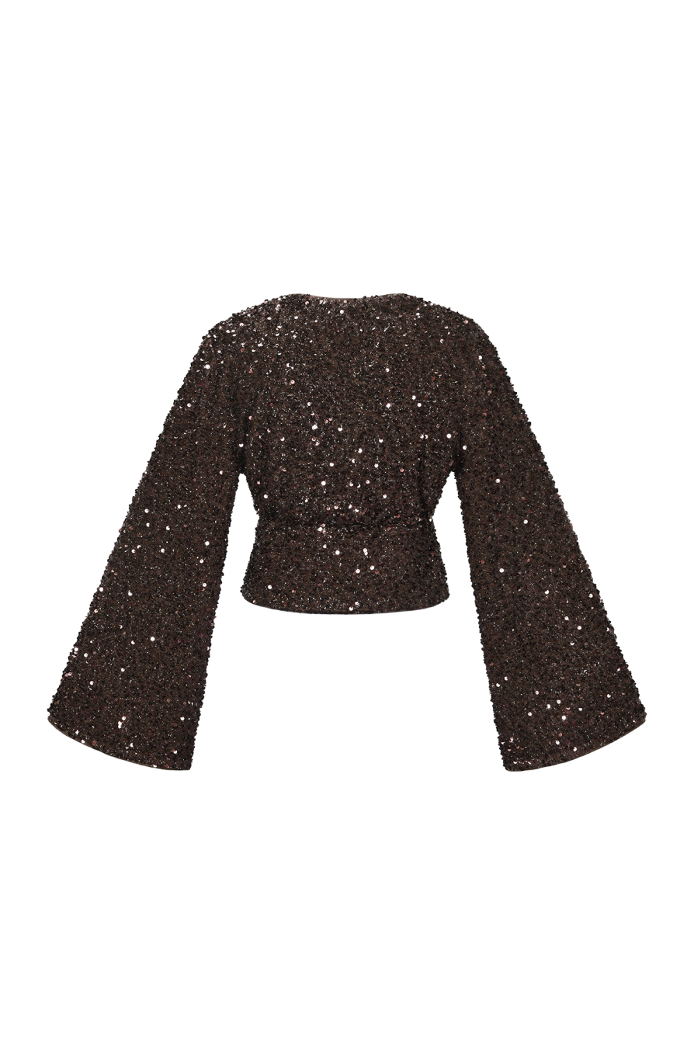 Tissu En Fibre De Polyester Femmes Hauts À Manches Longues Ensemble 2 Pièces Paillettes h5Image3