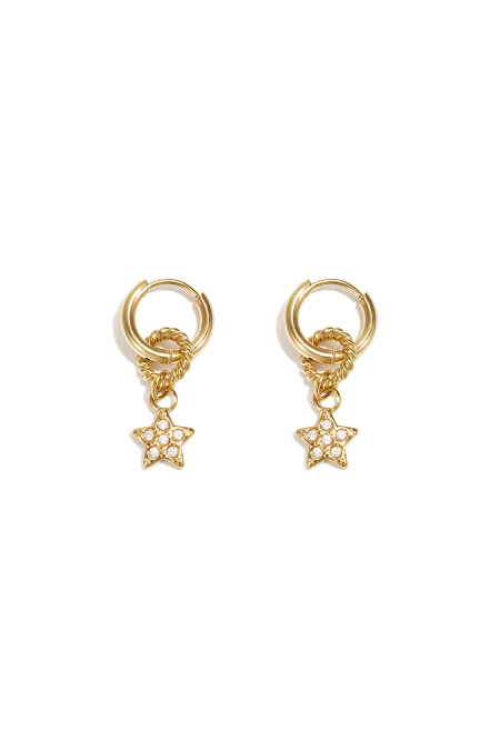 Petite boucle d'oreille avec étoile pendante ornée