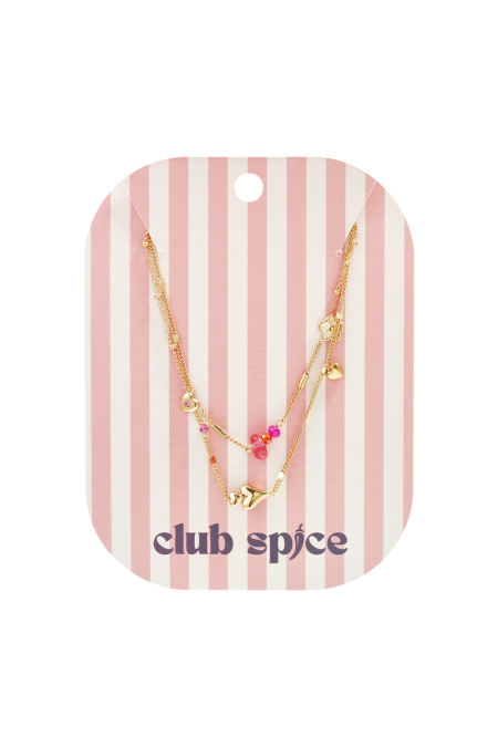 Collier double orné de cœurs, de perles et de fleurs 2