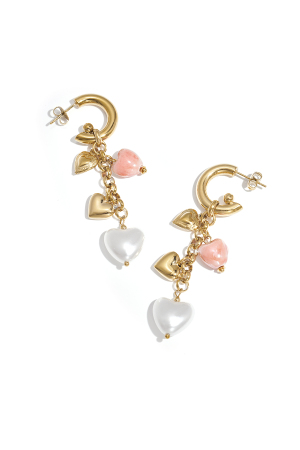 Boucles D'Oreilles Avec Breloques En Forme De Cœur Et Perles h5 