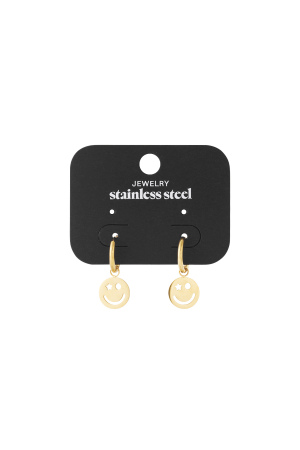 Boucles D'oreilles Be Happy Smiley - Doré h5 Image4