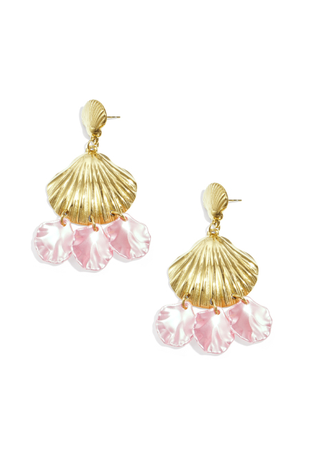 Boucles d'oreilles ornées de coquillages et de nacre