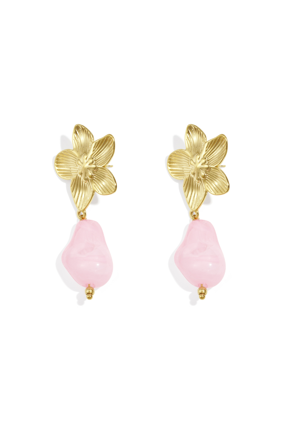 Boucles D'Oreilles Fleuries Avec Perles Organiques