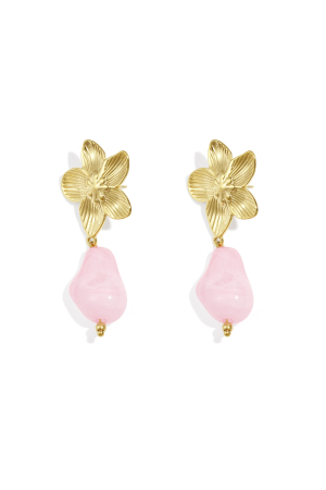 Boucles D'Oreilles Fleuries Avec Perles Organiques h5
