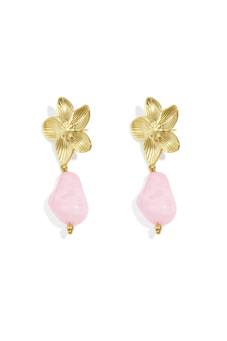 Boucles d'oreilles fleuries avec perles organiques