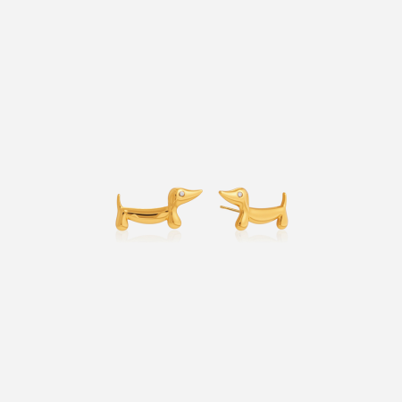 Boucles d'oreilles puces fantaisie en acier inoxydable, couleur or, motif teckel.
