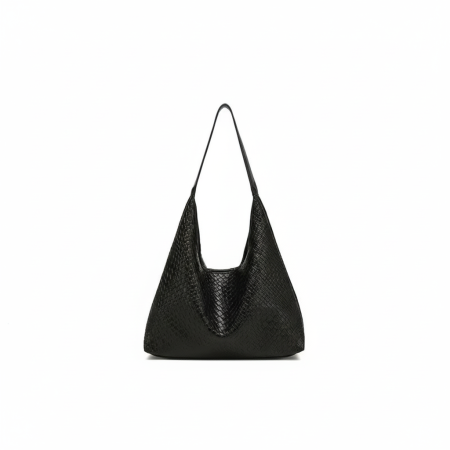 Sac à bandoulière classique en PU tissé pour femme avec pochette