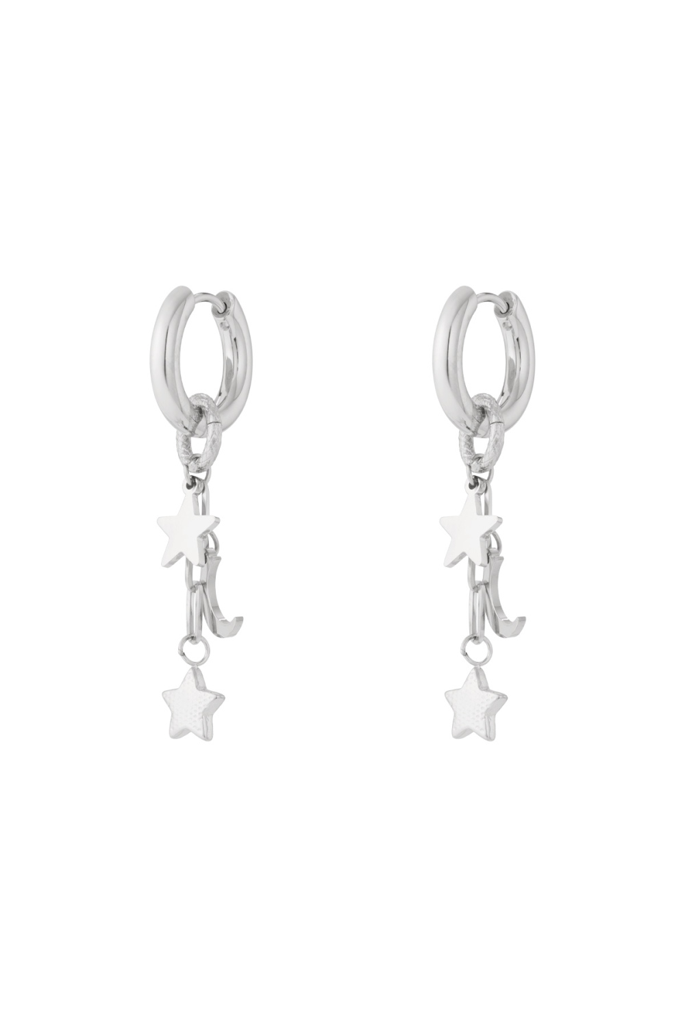 Boucles D'Oreilles Pendantes En Acier Inoxydable, Style Étoile, Décontractées Et Quotidiennes h5Image3