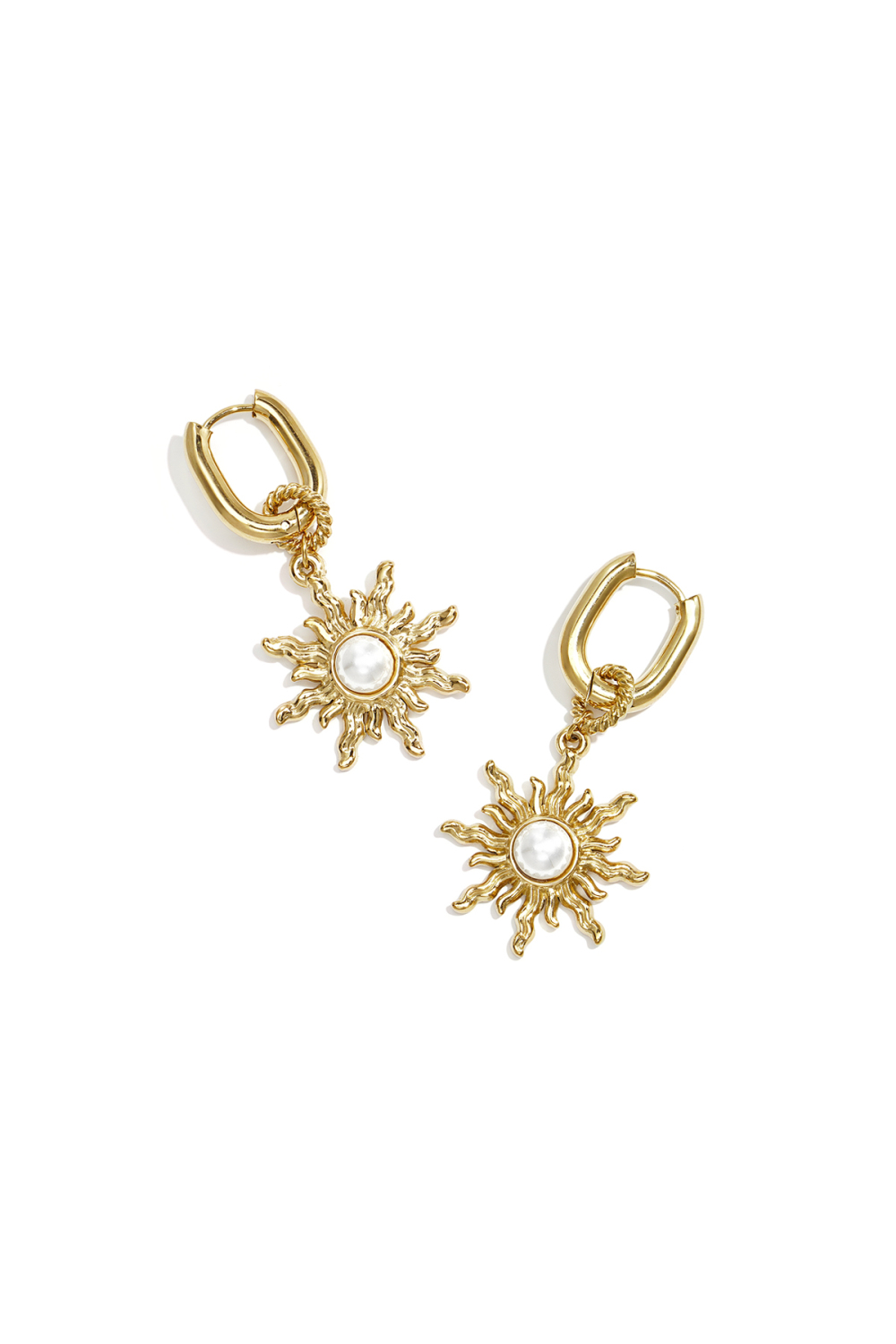 Boucles D'Oreilles Squovales Avec Breloque Soleil Bohème