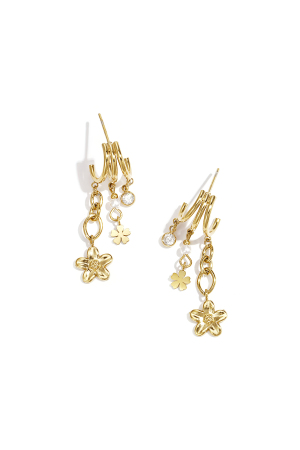 Boucles D'Oreilles Triples Avec Pendentifs Floraux h5 