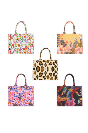 Shopper Léopard Avec Fleur Medium Multicouleur Polyester h5 Image4