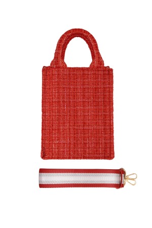 Sac À Main Avec Motif & Anse De Sac - Rouge Polyester h5 