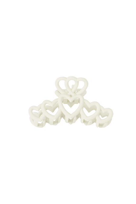Barrette coeurs - crème Plastique