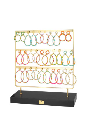 Boucles D'oreilles Présentoir Perles De Verre Colorées - Doré h5 