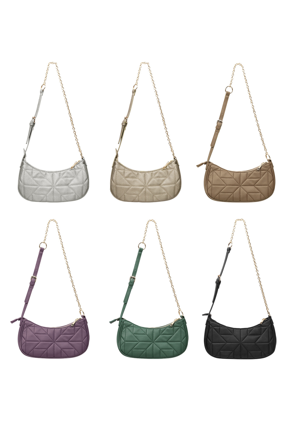 Sac À Bandoulière Cousu Matériel Doré h5Image4