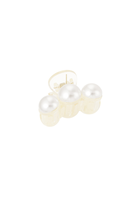 Barrette à cheveux 3 perles blanches