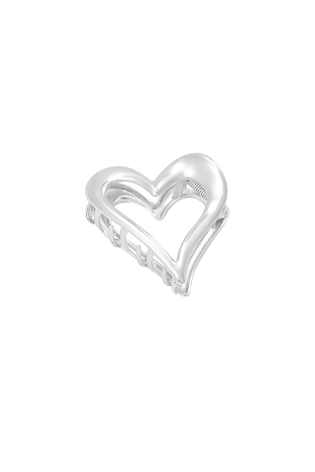 Barrette à cheveux coeur argentée