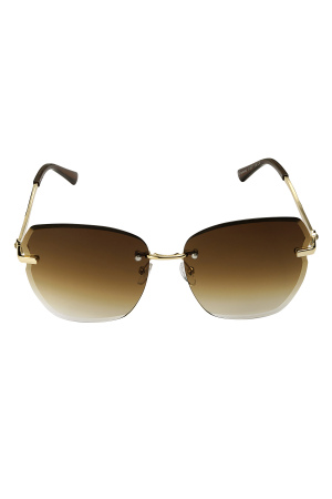 Lunettes De Soleil Tendance En Métal Doré - Marron h5 Image5