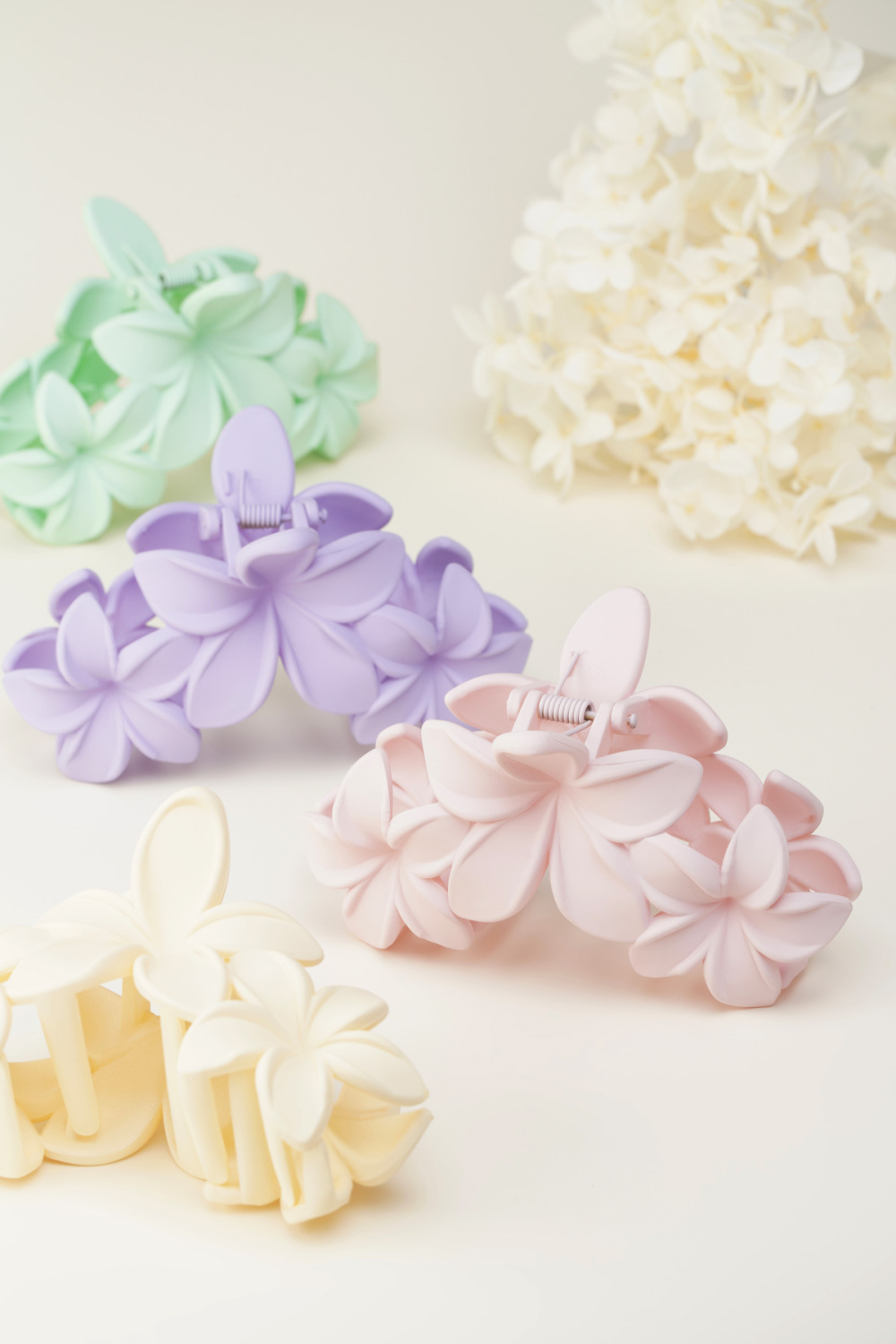 Barrette À Cheveux Grandes Fleurs - Rose Barbe À Papa Image3