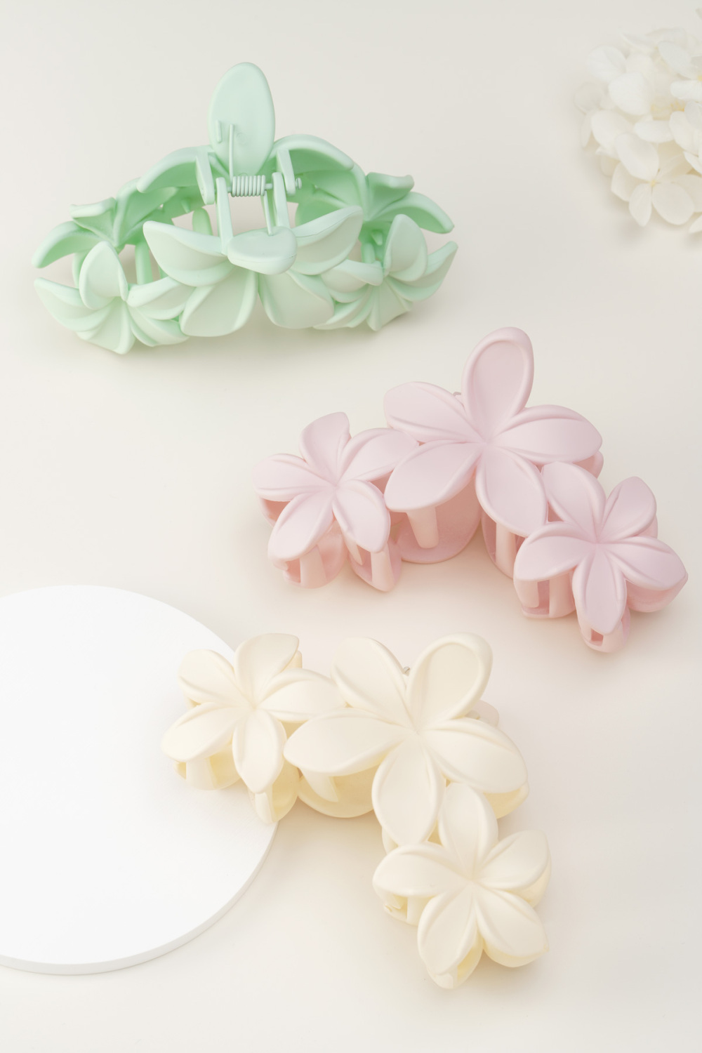 Barrette À Cheveux Grandes Fleurs - Rose Barbe À Papa Image4