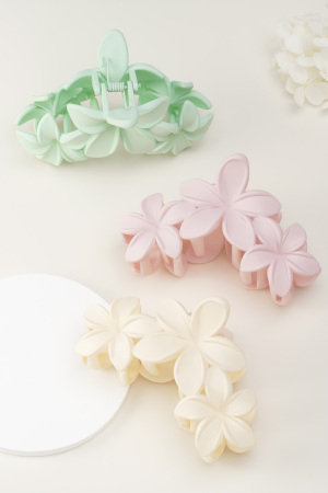 Barrette À Cheveux Grandes Fleurs - Rose Barbe À Papa h5 Image4