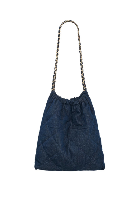Sac en jean avec motif cousu et chaîne