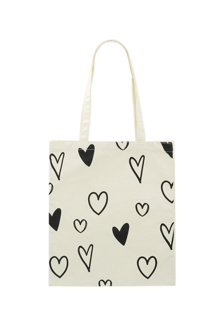 Cabas en toile coeurs