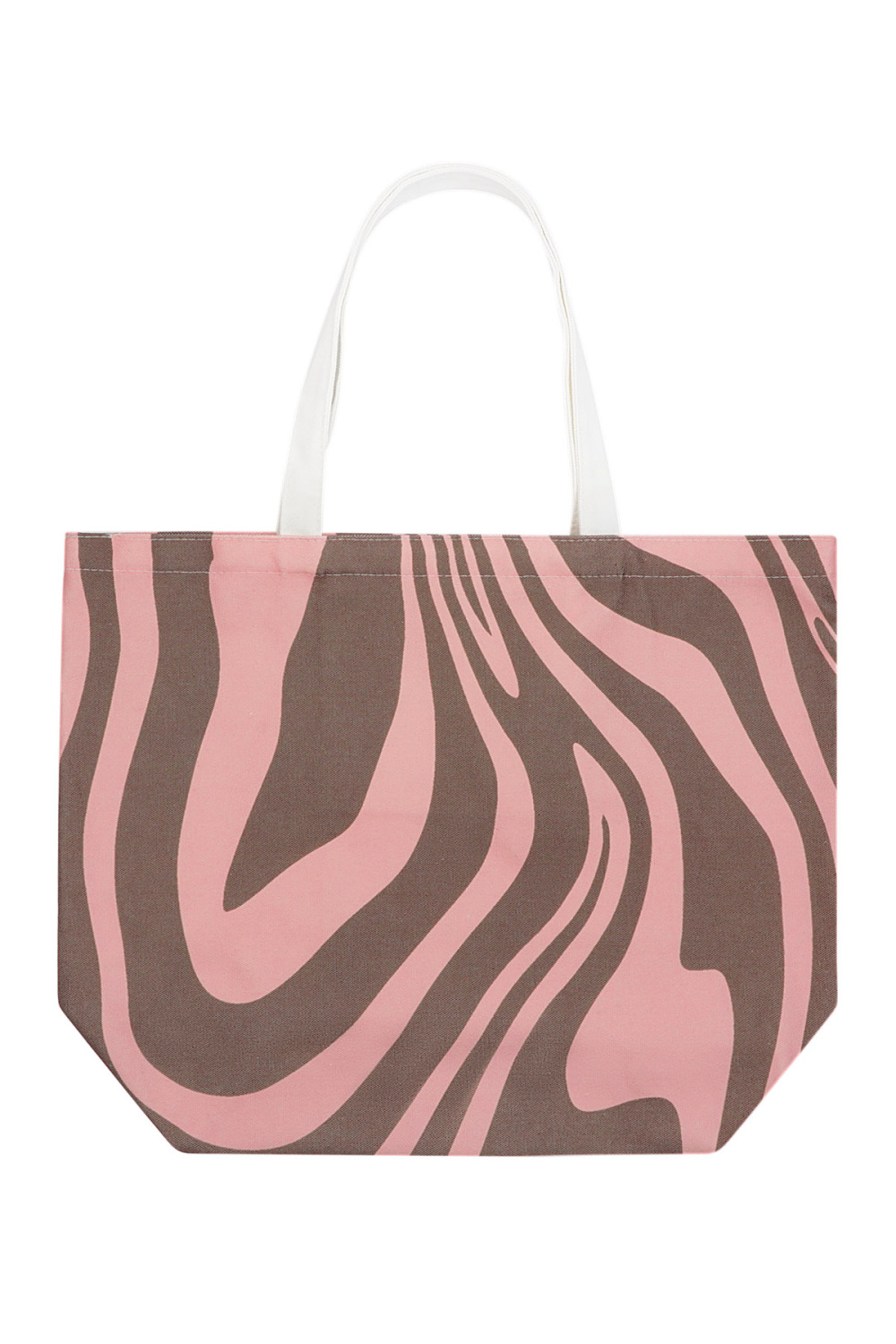 Cabas En Toile Imprimé Zèbre - Marron Rose 