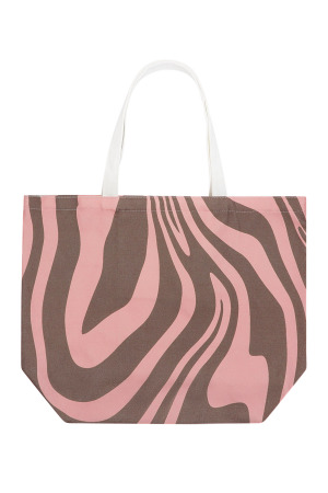Cabas En Toile Imprimé Zèbre - Marron Rose h5 