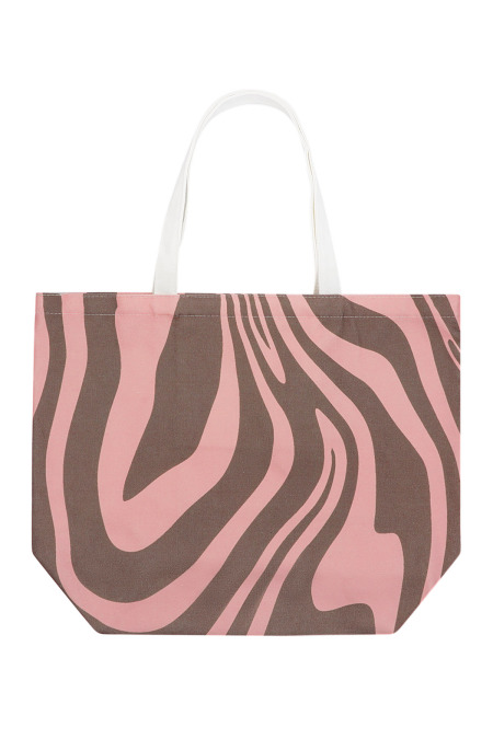 Cabas en toile imprimé zèbre - marron rose