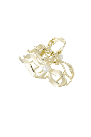 Noeud Avec Barrette À Cheveux En Perles - Doré  h5 Image4