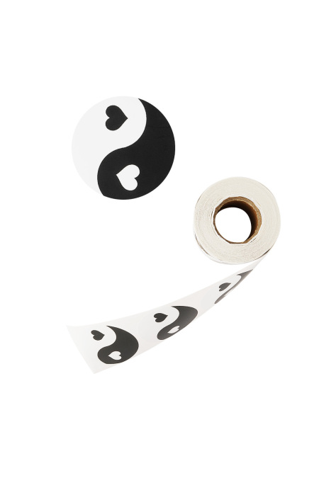 Autocollants Yin Yang Coeur - Noir et blanc