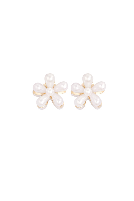 Barrette à cheveux fleur de perle - Couleur or blanc