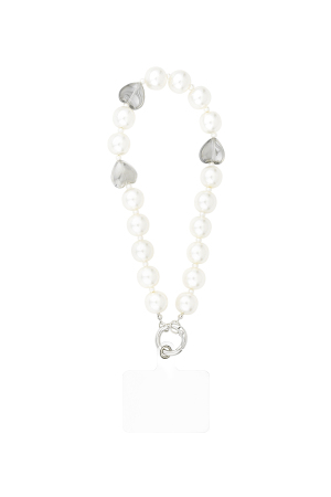Cordon Téléphonique Coeur De Perle - Couleur Blanc Argent h5 