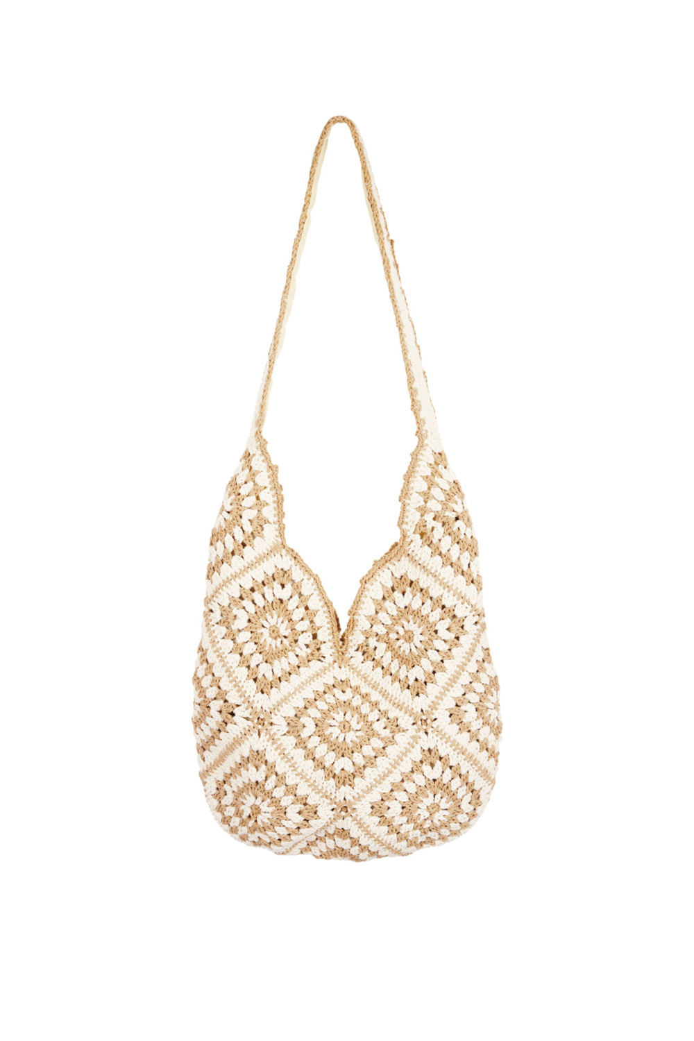 Sac Hobo Bohème - Beige Et Blanc 