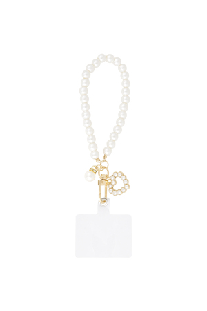 Cordon Téléphonique En Perles D'amour - Couleur Or Blanc h5 