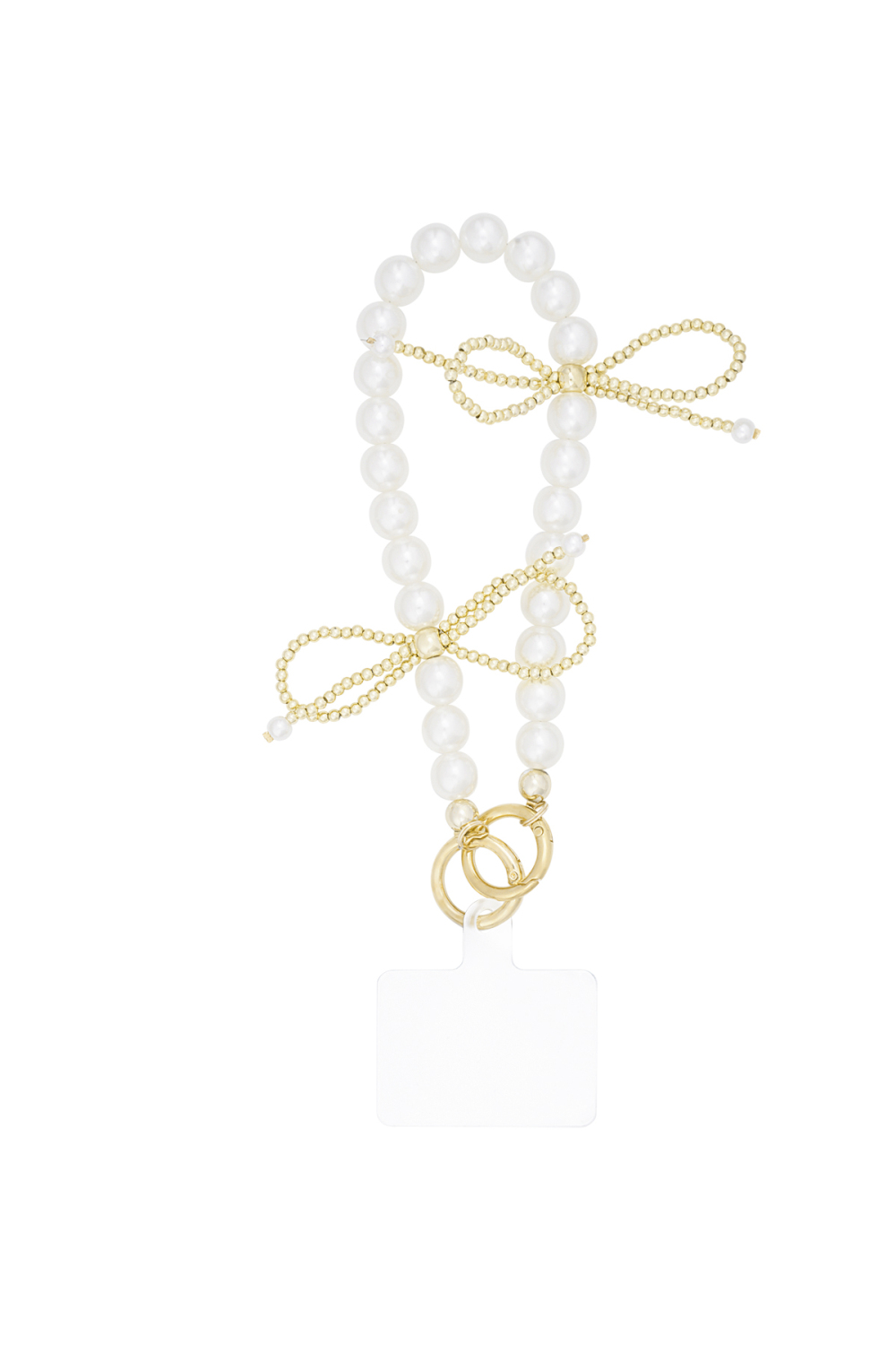 Cordon Téléphonique En Perles Bowtiful - Couleur Or Blanc 