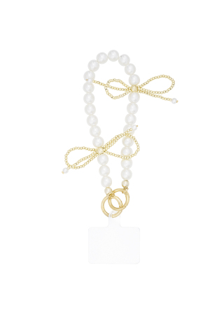 Cordon Téléphonique En Perles Bowtiful - Couleur Or Blanc h5 