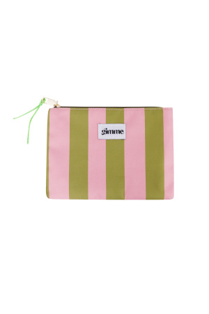 Trousse De Toilette Plate Grande Rayure - Vert Rose h5