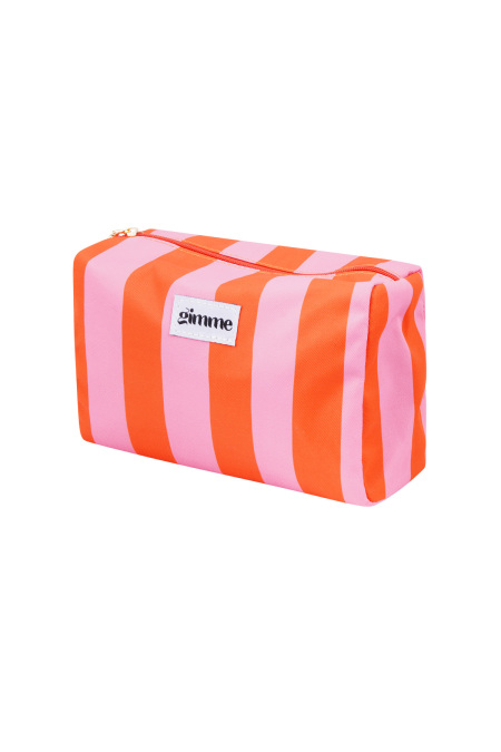 Trousse de maquillage grandes rayures - Rose orangé