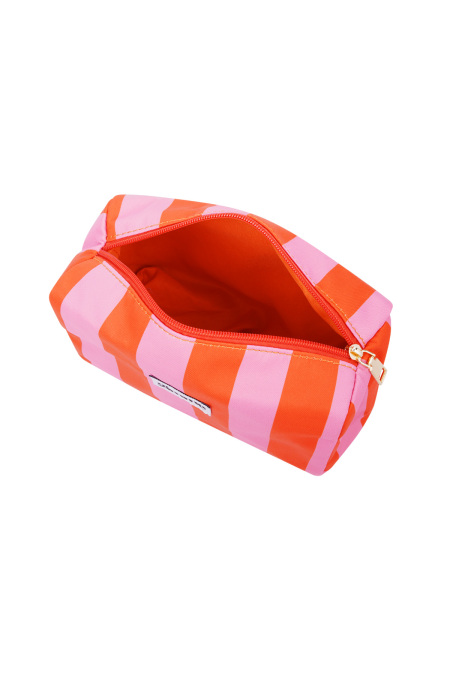 Trousse de maquillage grandes rayures - Rose orangé 2