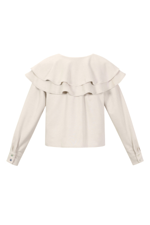 Woven Polyester Fiber Femme Blouse Elegant Ruffle Trim h5 Image3