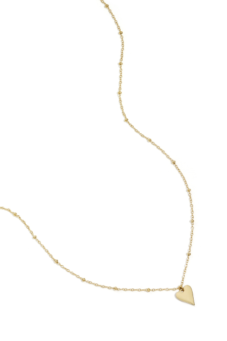 Collier avec boules et breloque coeur - doré