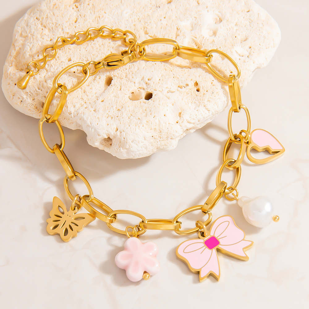 Bracelets À Breloques Colorés En Acier Inoxydable Avec Motifs De Fruits Pour Femmes Image7